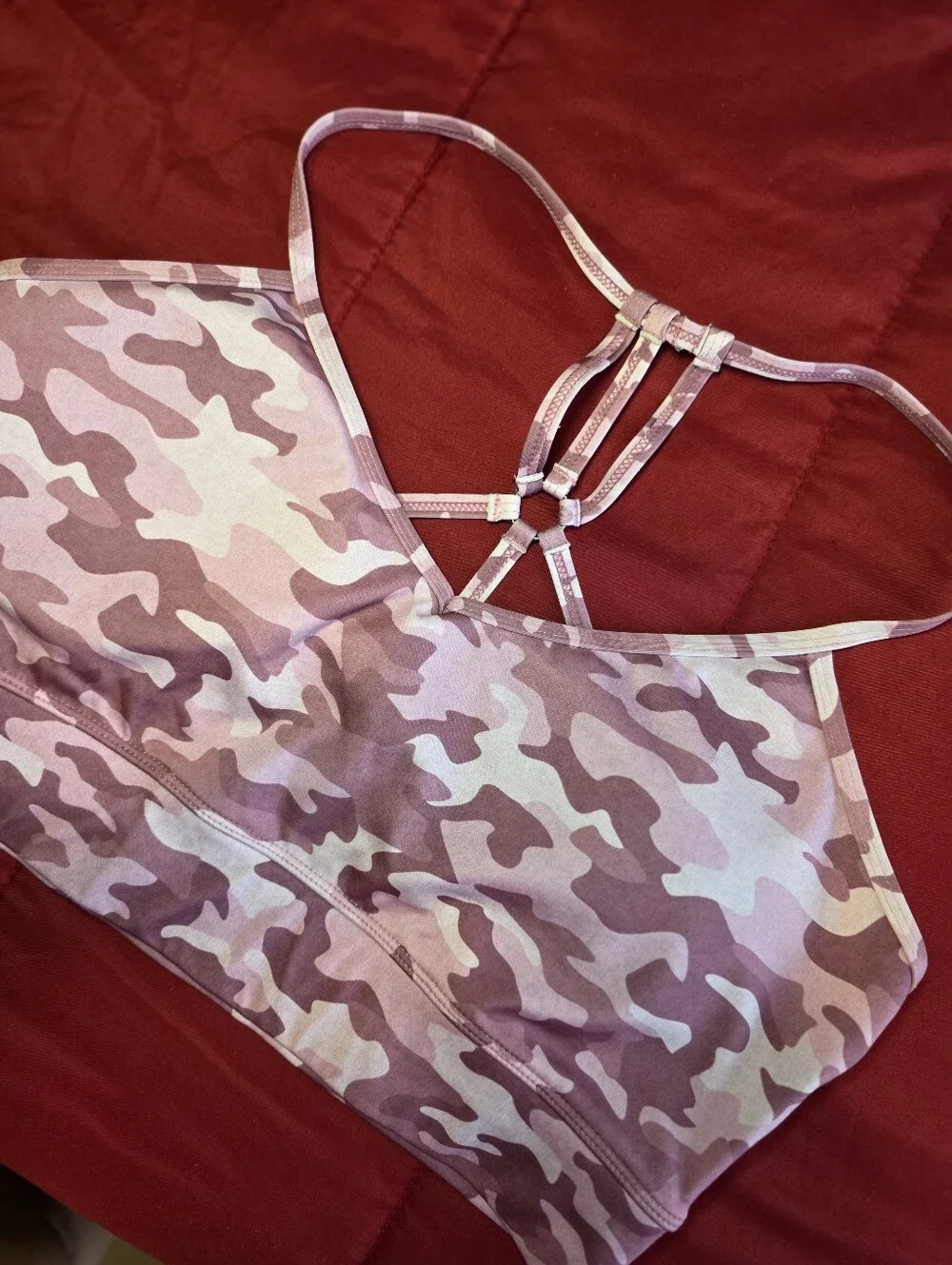 Pbx Pro Pink Camo Strappy Back Sports Bra - Women's Size L
